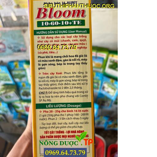 BLOOM 10-60-10+TE - Tăng Thụ Phấn, Tăng Đậu Trái, Chống Rụng Hoa Và Dưỡng Trái Non