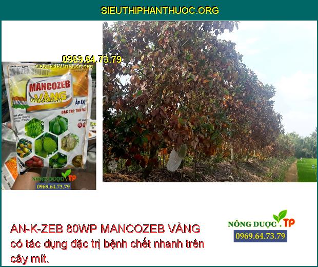 AN-K-ZEB 80WP MANCOZEB VÀNG có tác dụng đặc trị bệnh chết nhanh trên cây mít.