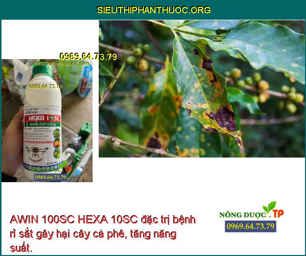 AWIN 100SC HEXA 10SC đặc trị bệnh rỉ sắt gây hại cây cà phê, tăng năng suất.