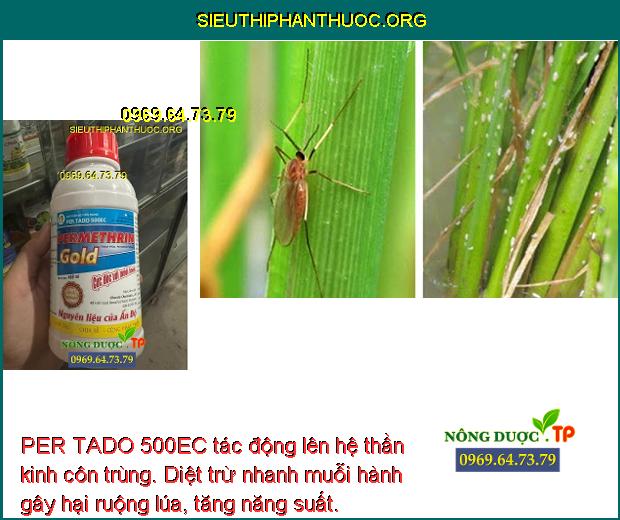 PER TADO 500EC tác động lên hệ thần kinh côn trùng. Diệt trừ nhanh muỗi hành gây hại ruộng lúa, tăng năng suất. 