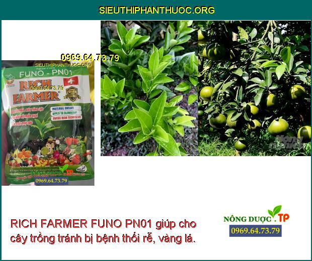 RICH FARMER FUNO PN01 giúp cho cây trồng tránh bị bệnh thối rễ, vàng lá.