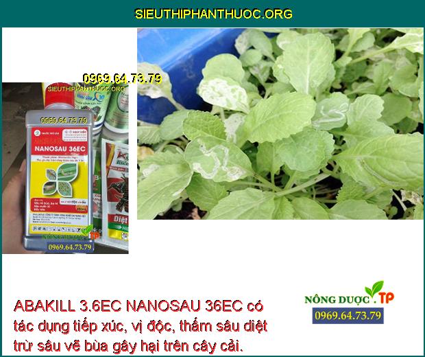 ABAKILL 3.6EC NANOSAU 36EC có tác dụng tiếp xúc, vị độc, thấm sâu diệt trừ sâu vẽ bùa gây hại trên cây cải.