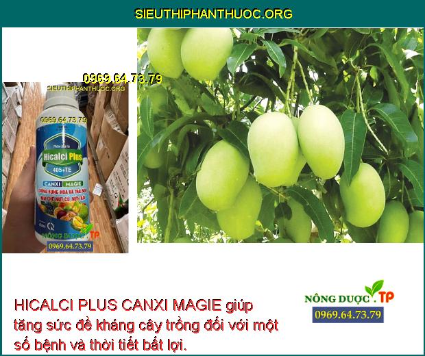 HICALCI PLUS CANXI MAGIE giúp tăng sức đề kháng cây trồng đối với một số bệnh và thời tiết bất lợi.