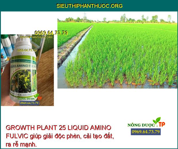 GROWTH PLANT 25 LIQUID AMINO FULVIC giúp giải độc phèn, cải tạo đất, ra rễ mạnh.