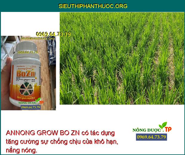 ANNONG GROW BO ZN có tác dụng tăng cường sự chống chịu của khô hạn, nắng nóng.