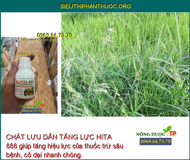CHẤT LƯU DẪN TĂNG LỰC HITA 888 giúp tăng hiệu lực của thuốc trừ sâu bệnh, cỏ dại nhanh chóng.