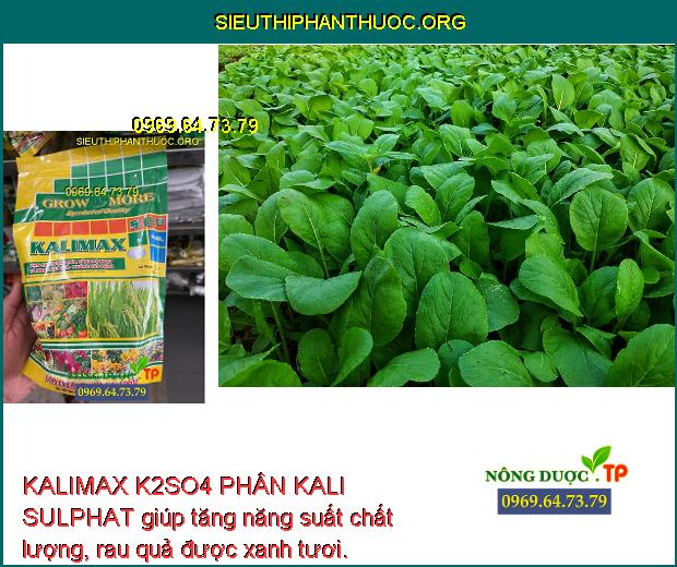 KALIMAX K2SO4 PHÂN KALI SULPHAT giúp tăng năng suất chất lượng, rau quả được xanh tươi.