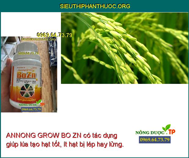 ANNONG GROW BO ZN có tác dụng giúp lúa tạo hạt tốt, ít hạt bị lép hay lửng.