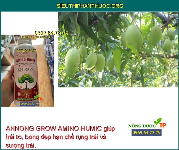 ANNONG GROW AMINO HUMIC giúp trái to, bóng đẹp hạn chế rụng trái và sượng trái.
