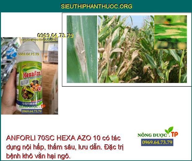 ANFORLI 70SC HEXA AZO 10 có tác dụng nội hấp, thấm sâu, lưu dẫn. Đặc trị bệnh khô vằn hại ngô.