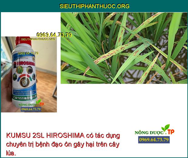 KUMSU 2SL HIROSHIMA có tác dụng chuyên trị bệnh đạo ôn gây hại trên cây lúa.